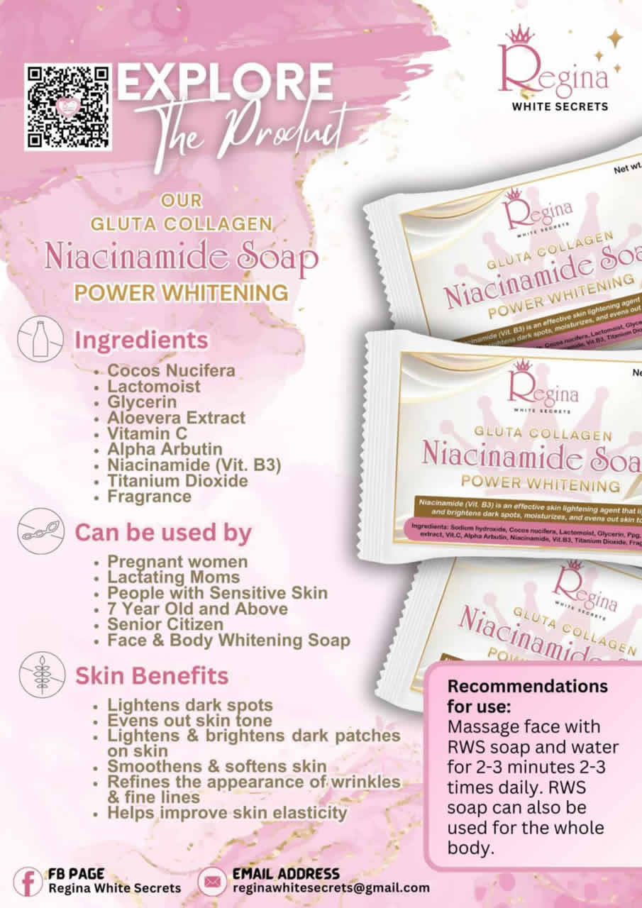Benefits of Gluta Collagen Niacinamide Whitening Soap - Regina White Secrets