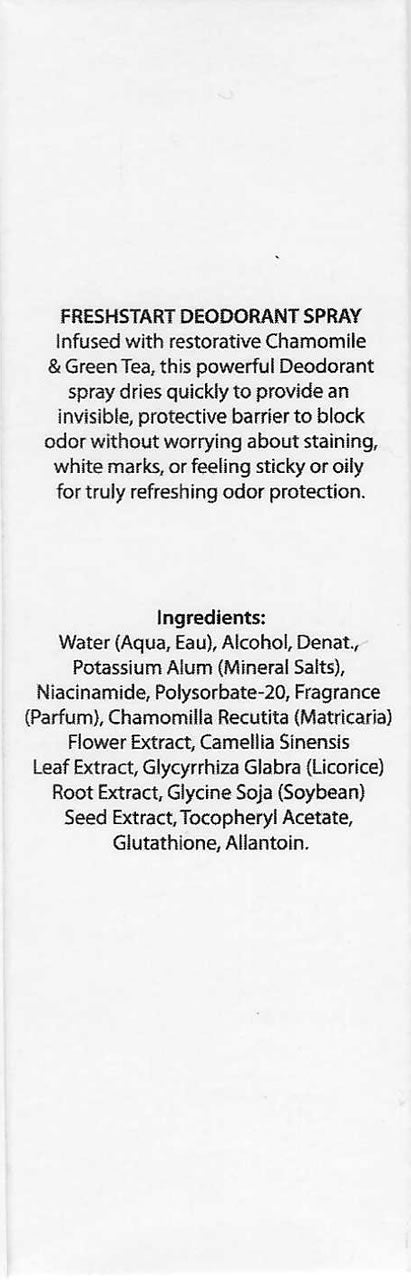 Back box of FreshStart Deodorant Spray, 50ml - Regina White Secrets