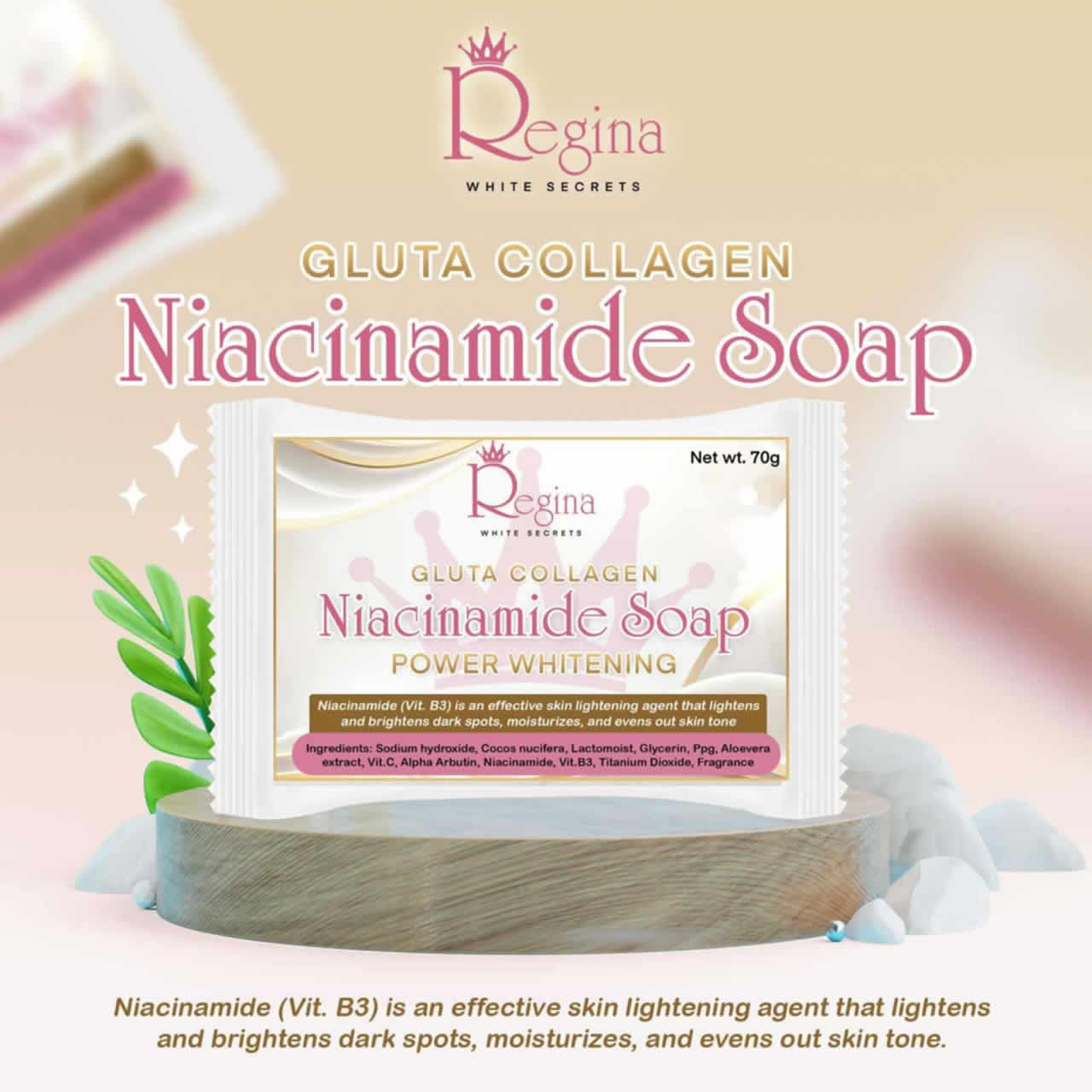 Gluta Collagen Niacinamide Whitening Soap - Regina White Secrets